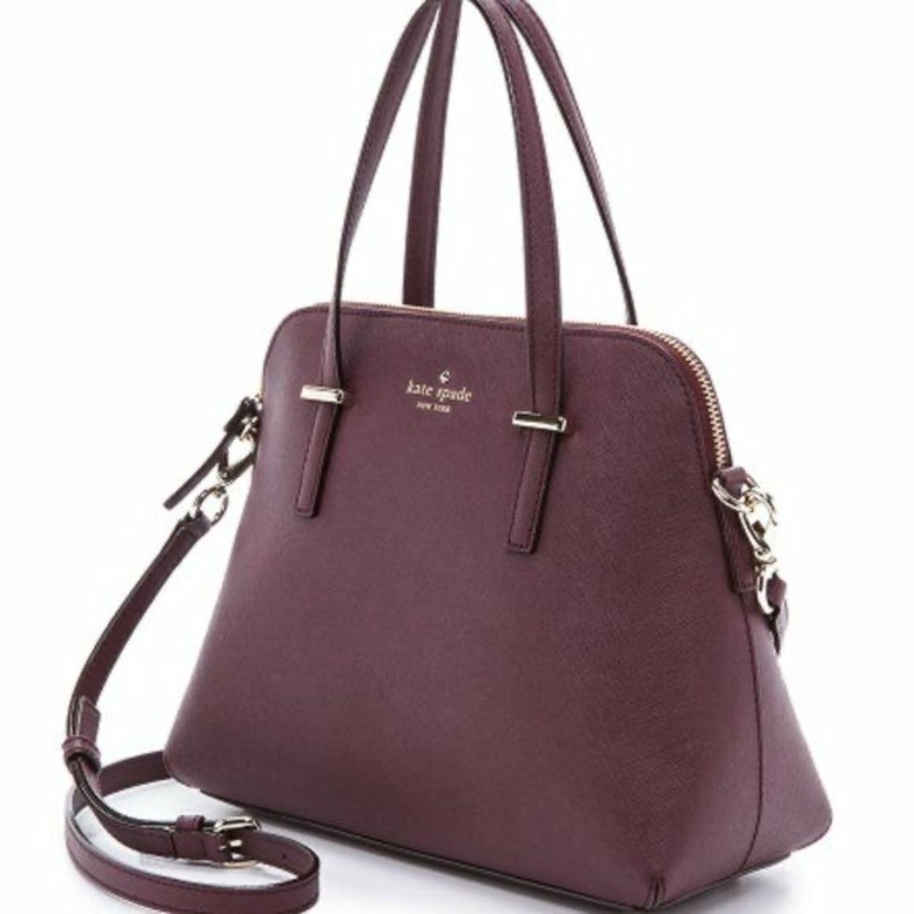 Kate Spade Cedar Street Maise Shoulder Bag Maroon Saffiano Leather